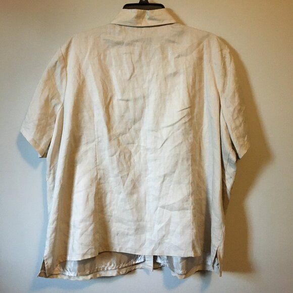 Jennifer Woman Jennifer Glasgow Cream Ramie Pintuck Button Down Tee Shirt - Picture 2 of 16